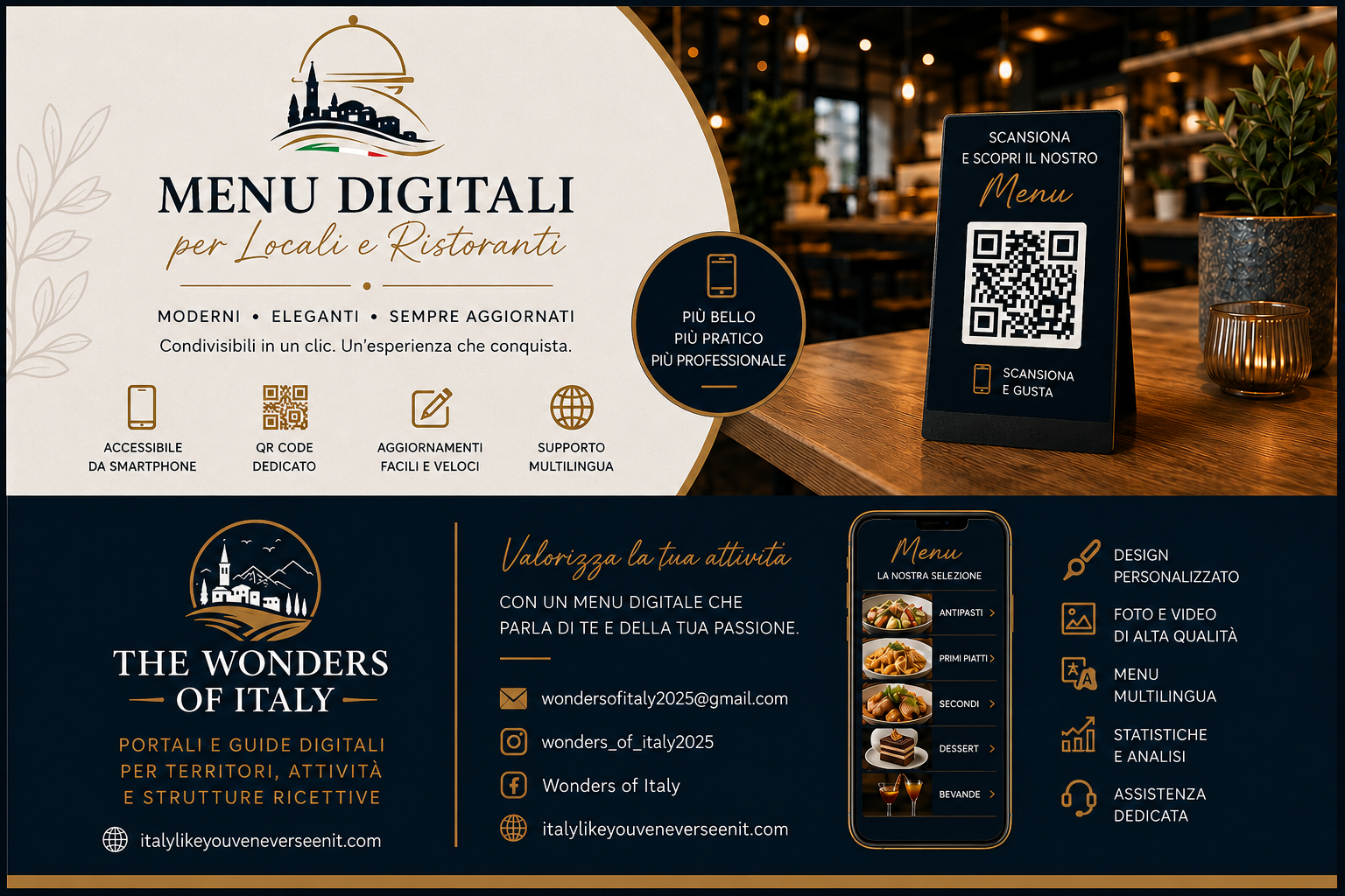 MENÙ DIGITALI MODERNI PER LA TUA ATTIVITÀ